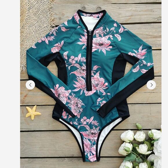 Long sleeve swimming suite Half Zip UPF50+, Size XL - Picture 5 of 10